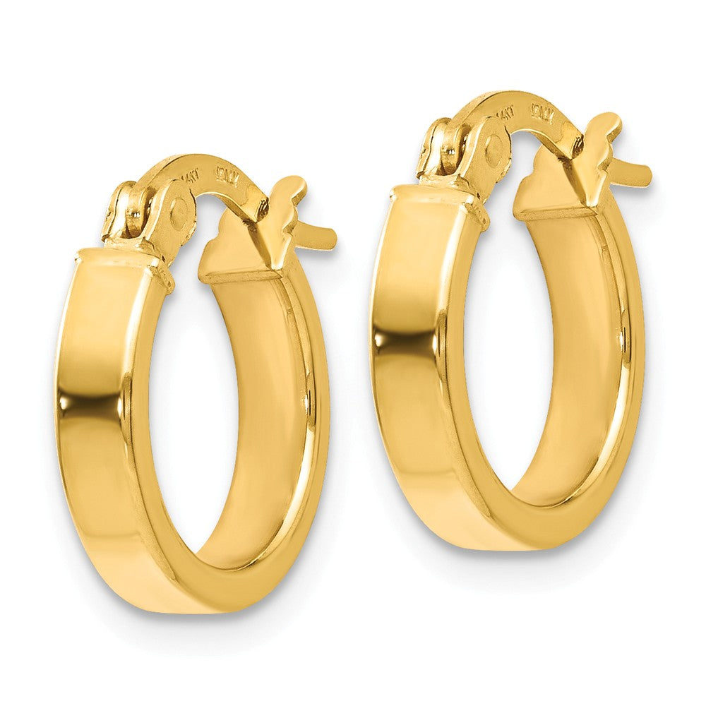 Alternate view of the 3mm x 13.5mm (1/2 Inch) Polished 14k Yellow Gold Huggie Style Hoops by The Black Bow Jewelry Co.