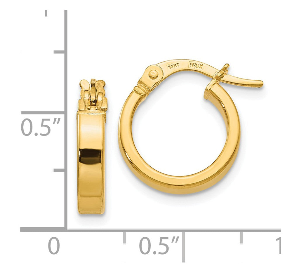 Alternate view of the 3mm x 13.5mm (1/2 Inch) Polished 14k Yellow Gold Huggie Style Hoops by The Black Bow Jewelry Co.