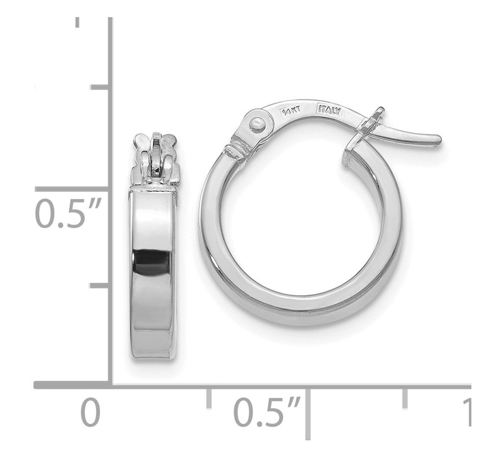 Alternate view of the 3mm x 13.5mm (1/2 Inch) Polished 14k White Gold Huggie Style Hoops by The Black Bow Jewelry Co.
