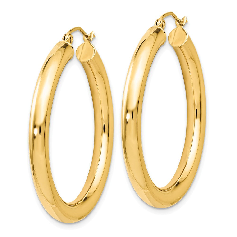 4mm x 34mm (1 5/16 Inch) 14k Yellow Gold Classic Round Hoop Earrings ...