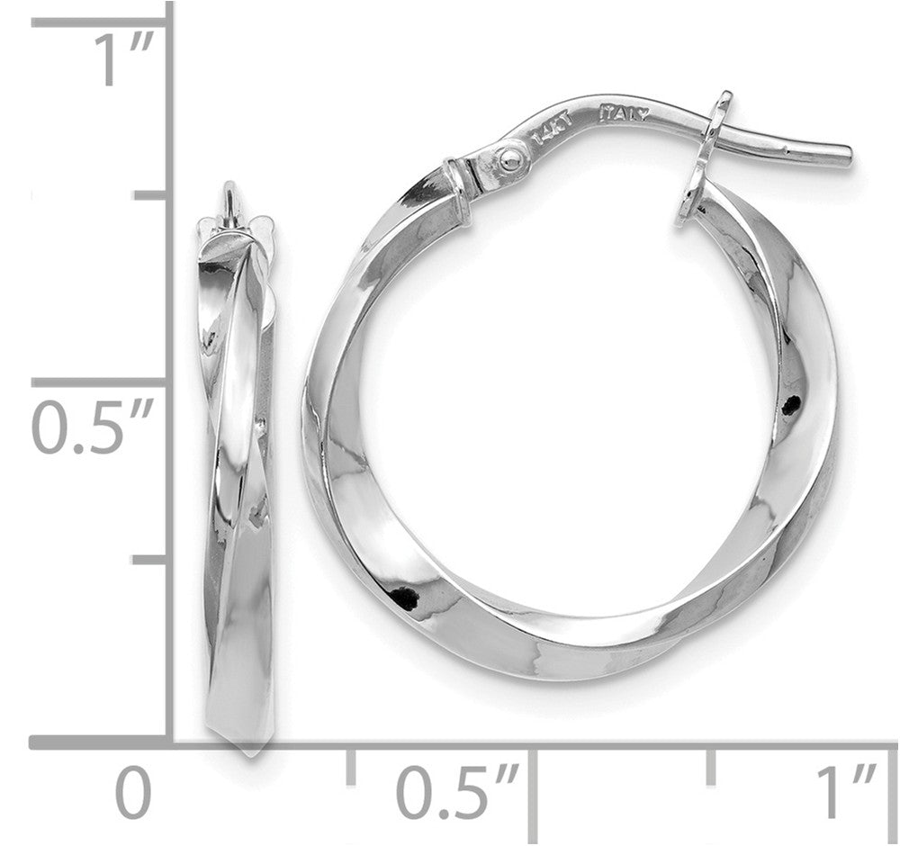 Alternate view of the 14k White Gold Polished Twisted Round Hoop Earrings, 20mm (3/4 Inch) by The Black Bow Jewelry Co.
