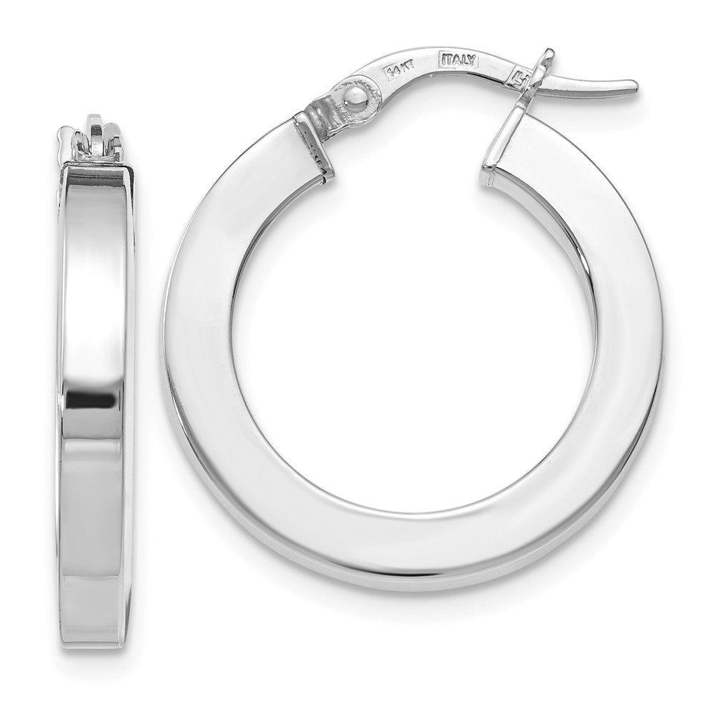 3mm x 21mm (13/16 Inch) Polished 14k White Gold Square Tube Hoops, Item E16465 by The Black Bow Jewelry Co.