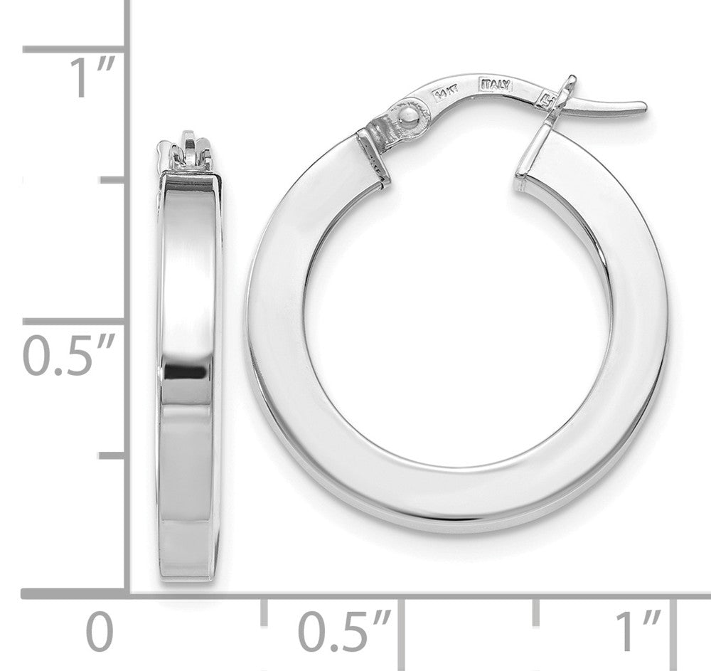 Alternate view of the 3mm x 21mm (13/16 Inch) Polished 14k White Gold Square Tube Hoops by The Black Bow Jewelry Co.