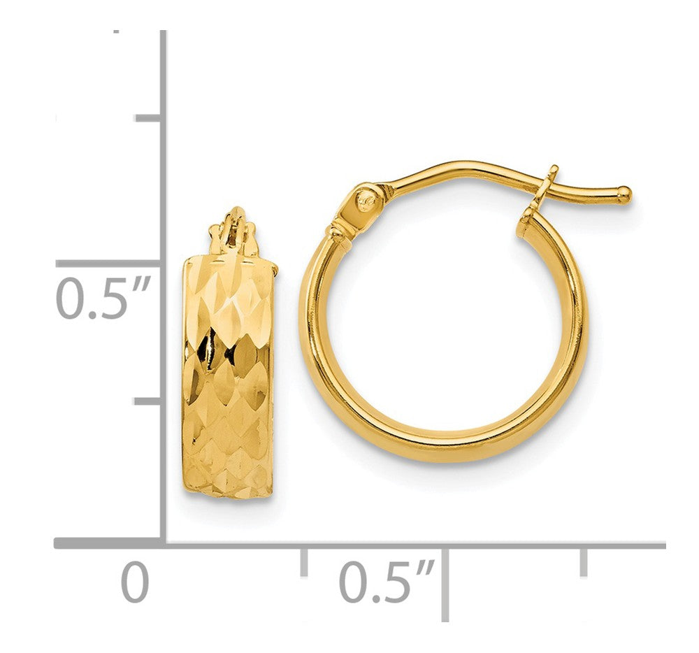 Alternate view of the 4.4mm x 13mm (1/2 Inch) 14k Yellow Gold Diamond-Cut and Polished Hoops by The Black Bow Jewelry Co.