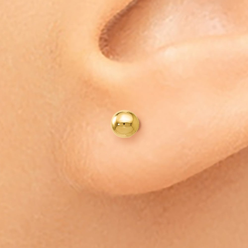 Alternate view of the 3mm (1/8 Inch) 14k Yellow Gold Polished Ball Friction Back Studs by The Black Bow Jewelry Co.