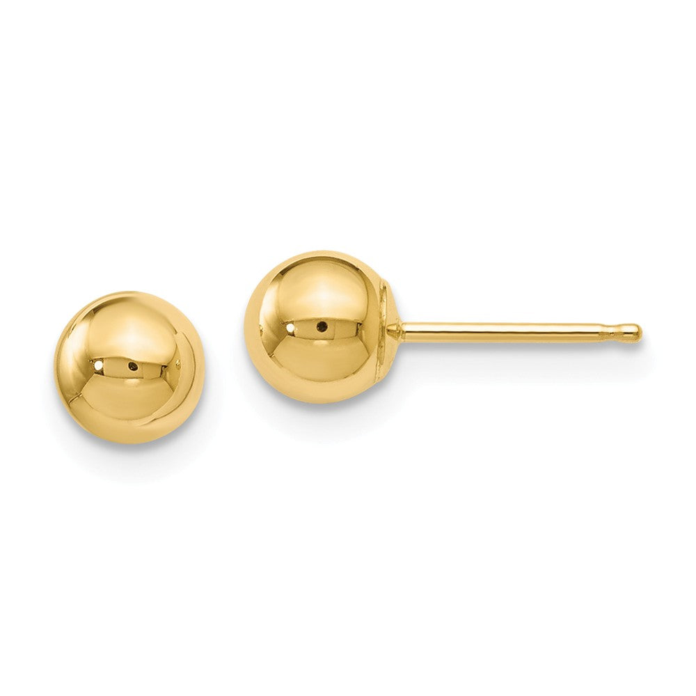 5mm (3/16 Inch) 14k Yellow Gold Polished Ball Friction Back Studs, Item E16614 by The Black Bow Jewelry Co.