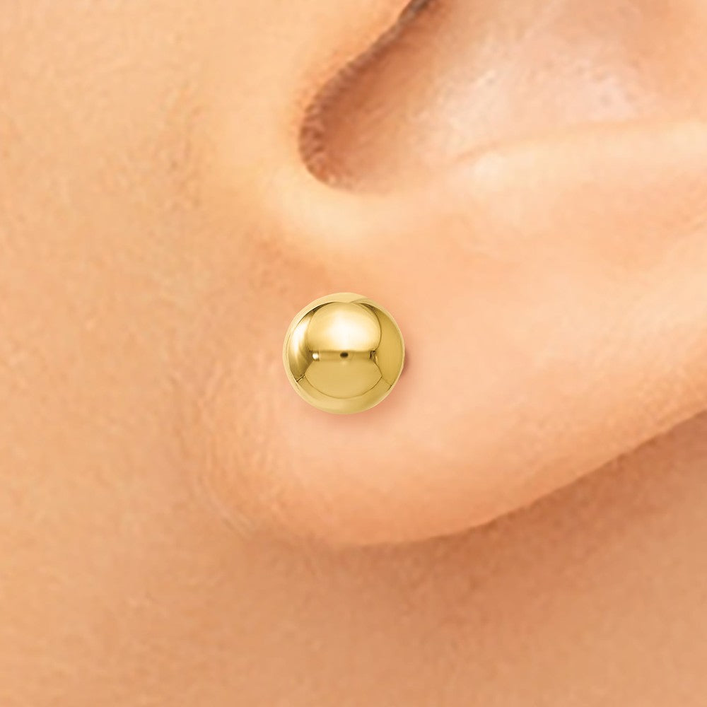 Alternate view of the 5mm (3/16 Inch) 14k Yellow Gold Polished Ball Friction Back Studs by The Black Bow Jewelry Co.