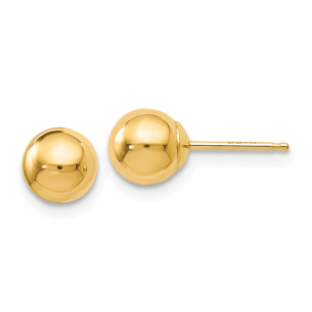 6mm (1/4 Inch) 14k Yellow Gold Polished Ball Friction Back Studs, Item E16615 by The Black Bow Jewelry Co.