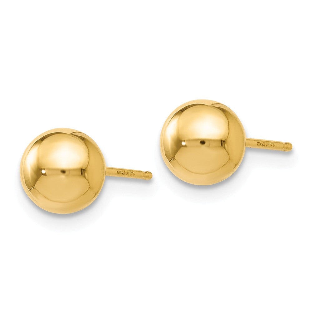Alternate view of the 6mm (1/4 Inch) 14k Yellow Gold Polished Ball Friction Back Studs by The Black Bow Jewelry Co.