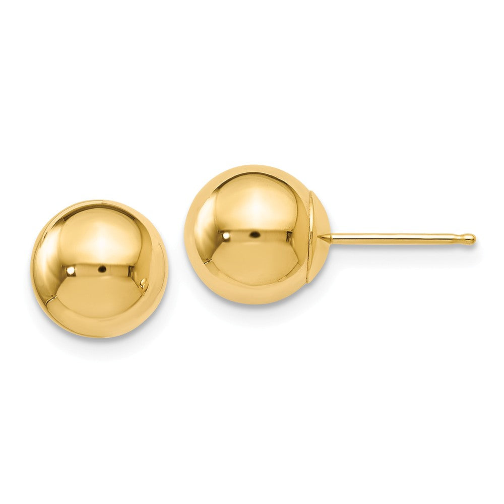 8mm (5/16 Inch) 14k Yellow Gold Polished Ball Friction Back Studs, Item E16617 by The Black Bow Jewelry Co.