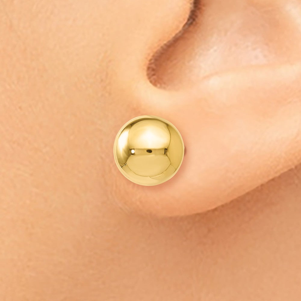 Alternate view of the 8mm (5/16 Inch) 14k Yellow Gold Polished Ball Friction Back Studs by The Black Bow Jewelry Co.