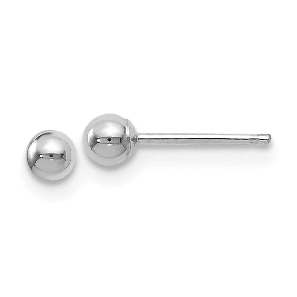 3mm (1/8 Inch) 14k White Gold Polished Ball Friction Back Studs, Item E16618 by The Black Bow Jewelry Co.