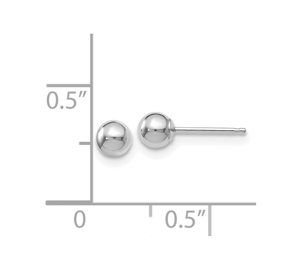 Alternate view of the 4mm (3/16 Inch) 14k White Gold Polished Ball Friction Back Studs by The Black Bow Jewelry Co.