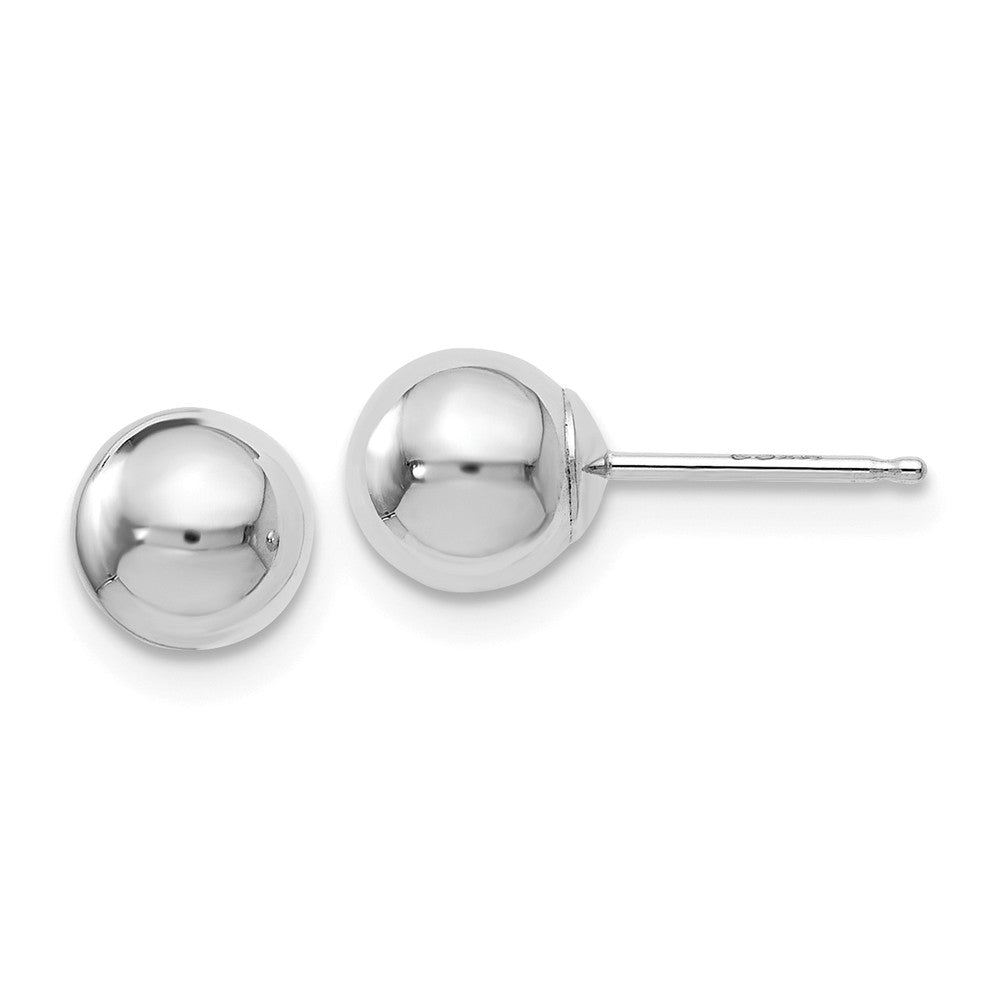 6mm (1/4 Inch) 14k White Gold Polished Ball Friction Back Studs, Item E16620 by The Black Bow Jewelry Co.