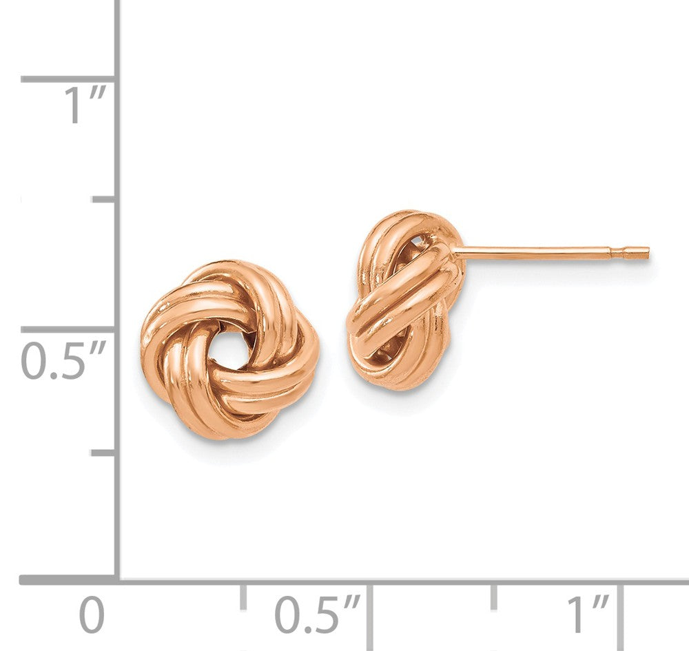 Alternate view of the 9.5mm (3/8 Inch) 14k Rose Gold Polished Love Knot Post Earrings by The Black Bow Jewelry Co.