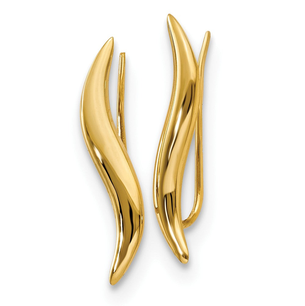 Alternate view of the 4x 23mm (7/8 Inch) 14k Yellow Gold Polished Fancy Ear Climber Earrings by The Black Bow Jewelry Co.