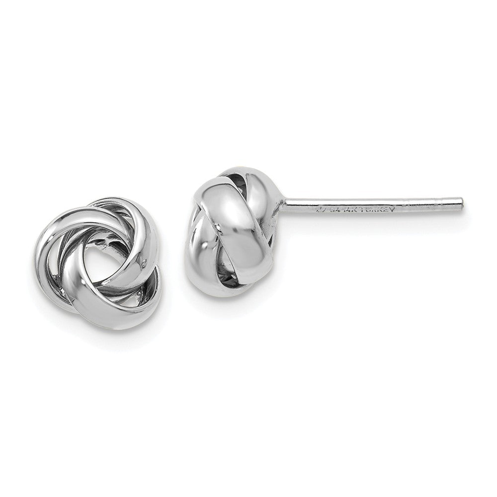 7mm (1/4 Inch) Polished Love Knot Post Earrings in 14k White Gold, Item E16671 by The Black Bow Jewelry Co.