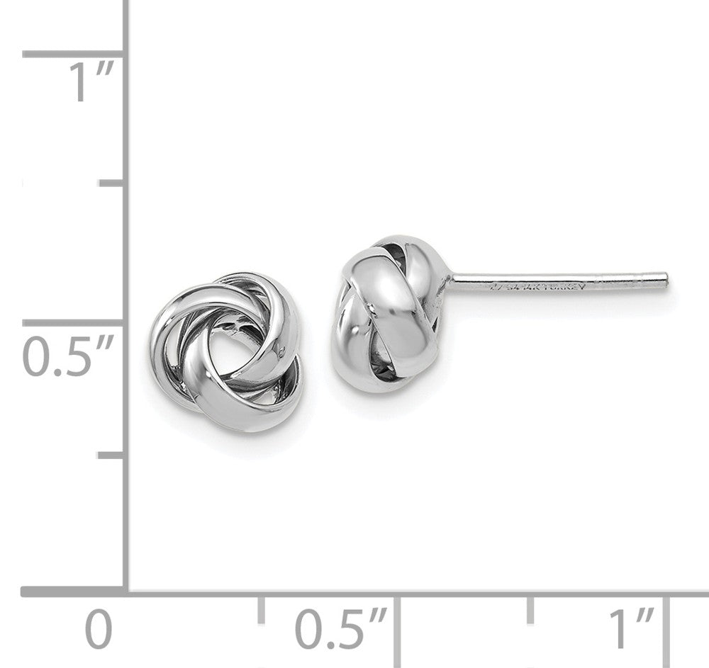 Alternate view of the 7mm (1/4 Inch) Polished Love Knot Post Earrings in 14k White Gold by The Black Bow Jewelry Co.