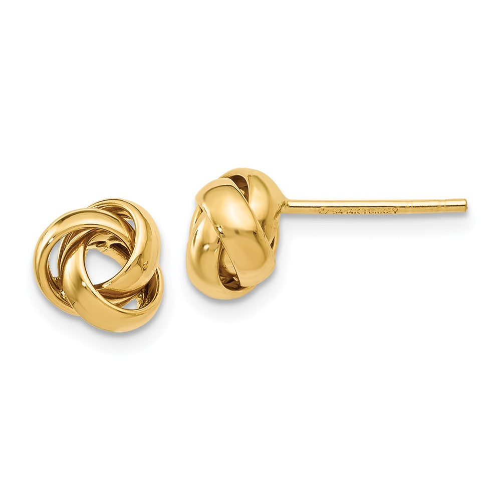 7mm (1/4 Inch) Polished Love Knot Post Earrings in 14k Yellow Gold, Item E16672 by The Black Bow Jewelry Co.