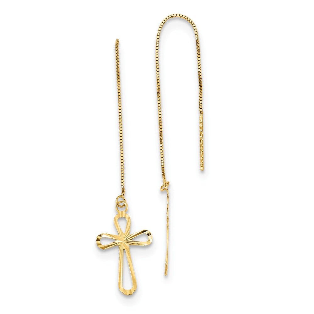 10 x 74mm 14k Yellow Gold D/C Box Chain &amp; Cross Threader Earrings, Item E16684 by The Black Bow Jewelry Co.