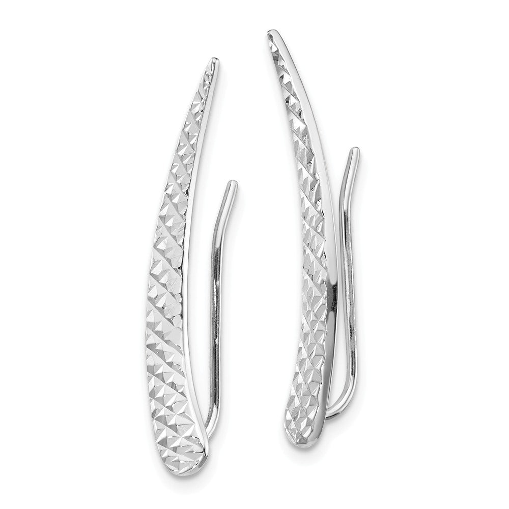Alternate view of the 4 x 28mm (1 1/8 Inch) 14k White Gold Textured Pointed Ear Climbers by The Black Bow Jewelry Co.