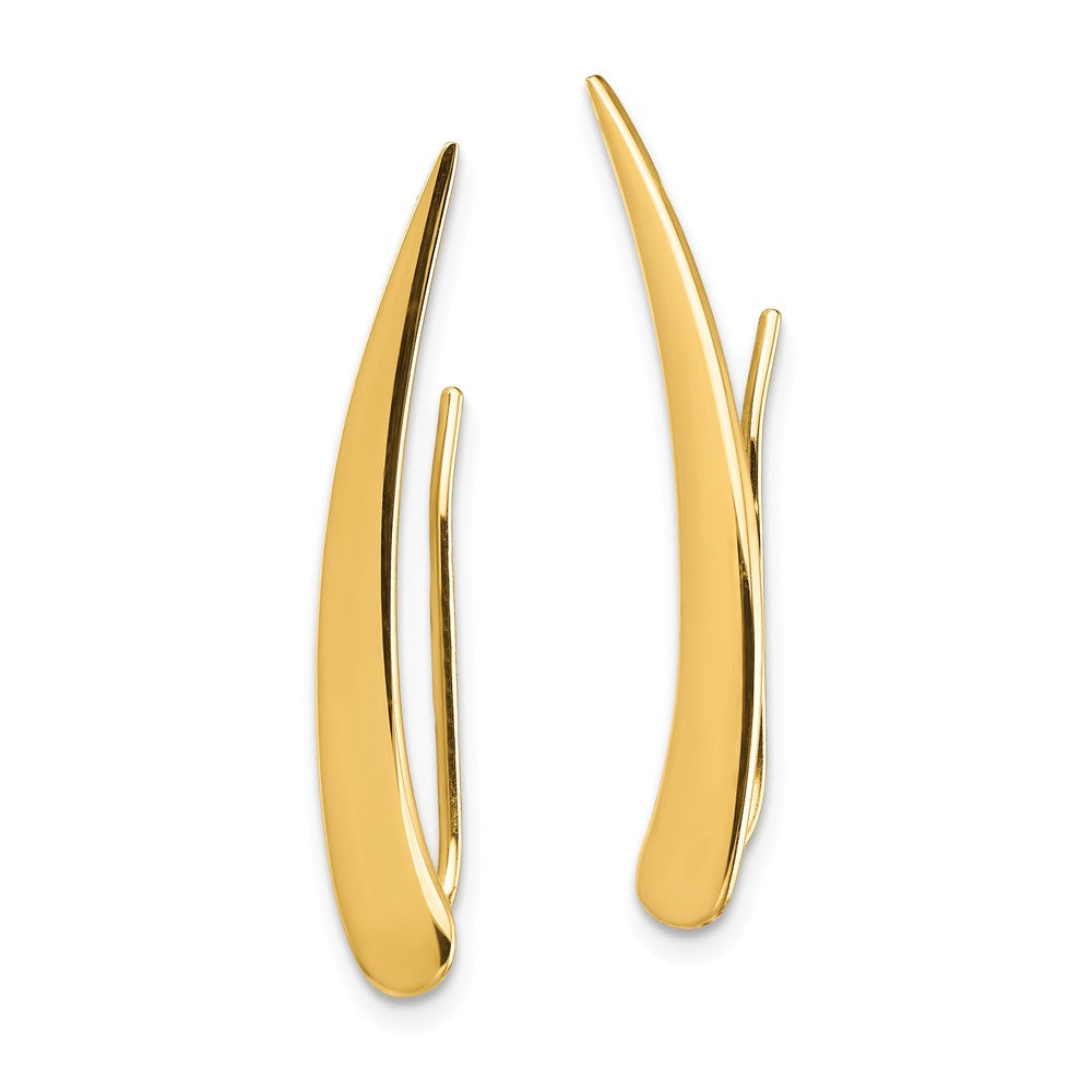 4 x 28mm (1 1/8 Inch) 14k Yellow Gold Polished Pointed Ear Climbers, Item E16695 by The Black Bow Jewelry Co.