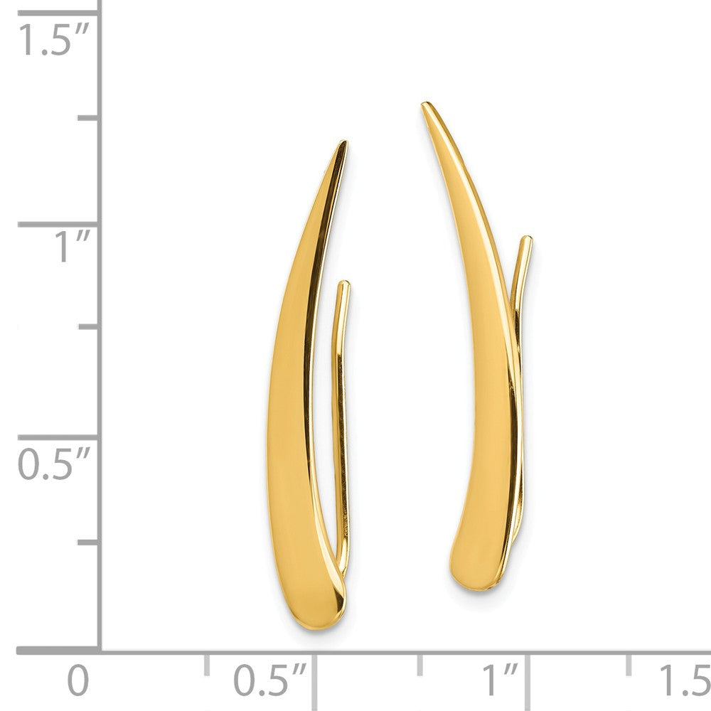 Alternate view of the 4 x 28mm (1 1/8 Inch) 14k Yellow Gold Polished Pointed Ear Climbers by The Black Bow Jewelry Co.