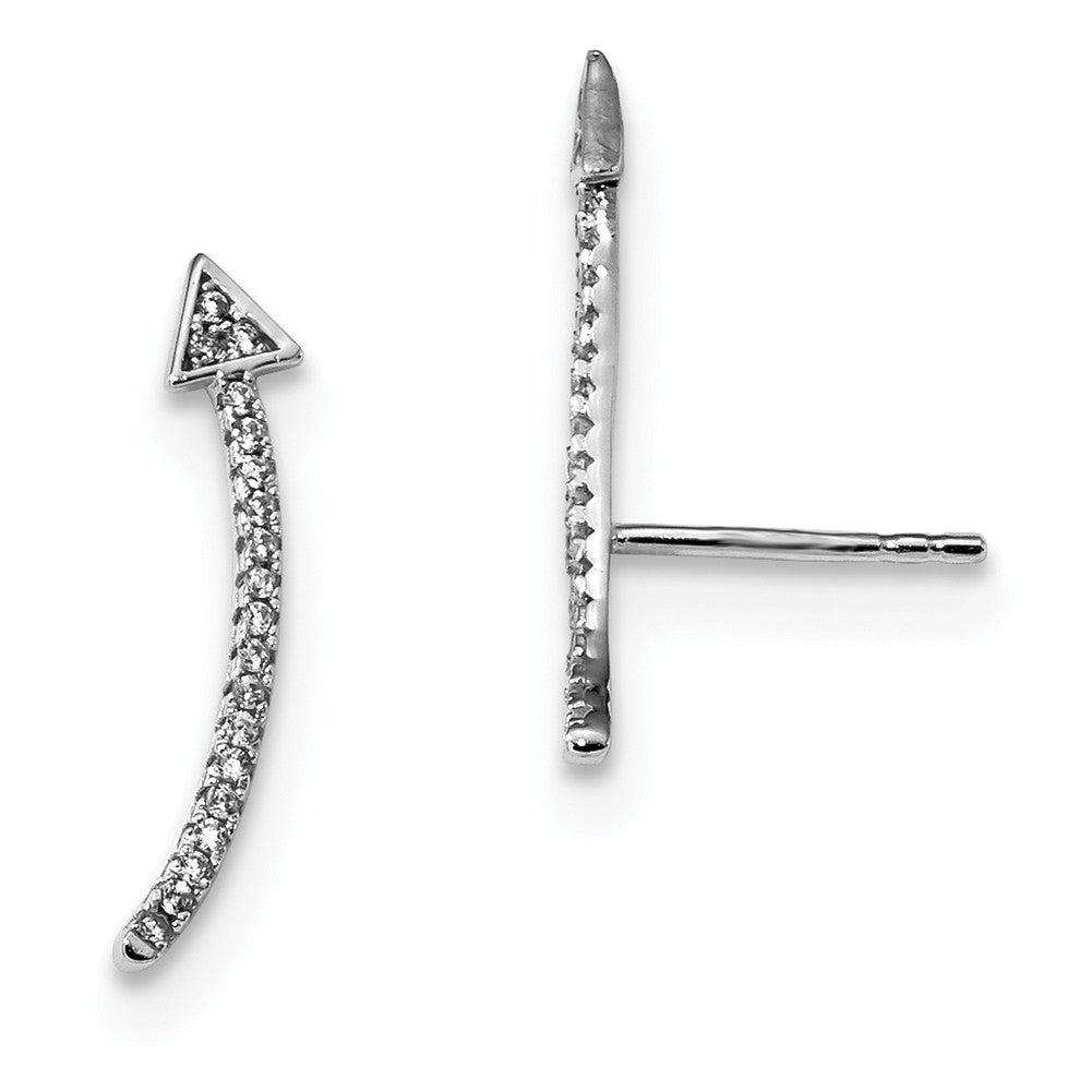 4 x 22mm Rhodium-Plated Sterling Silver CZ Arrow Ear Climber Earrings, Item E16713 by The Black Bow Jewelry Co.