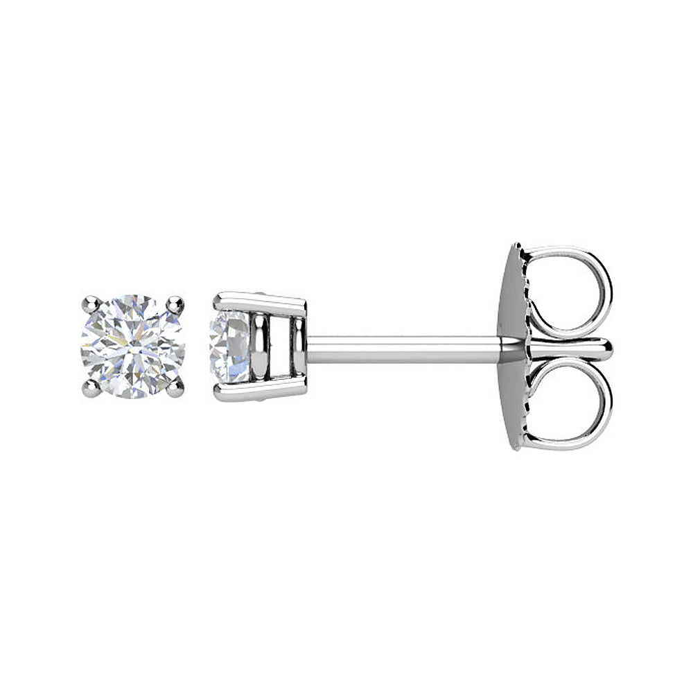 Platinum 3.4mm Round 1/3 CTW (G-H,SI2-SI3) Diamond Basket Style Studs, Item E16728 by The Black Bow Jewelry Co.