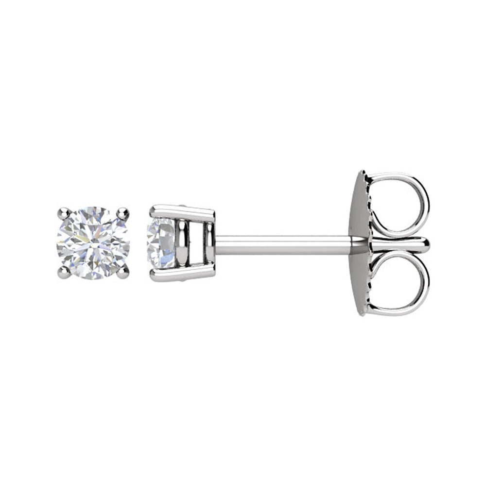 Platinum 4mm Round 1/2 CTW (G-H, SI2-SI3) Diamond Basket Style Studs, Item E16729 by The Black Bow Jewelry Co.