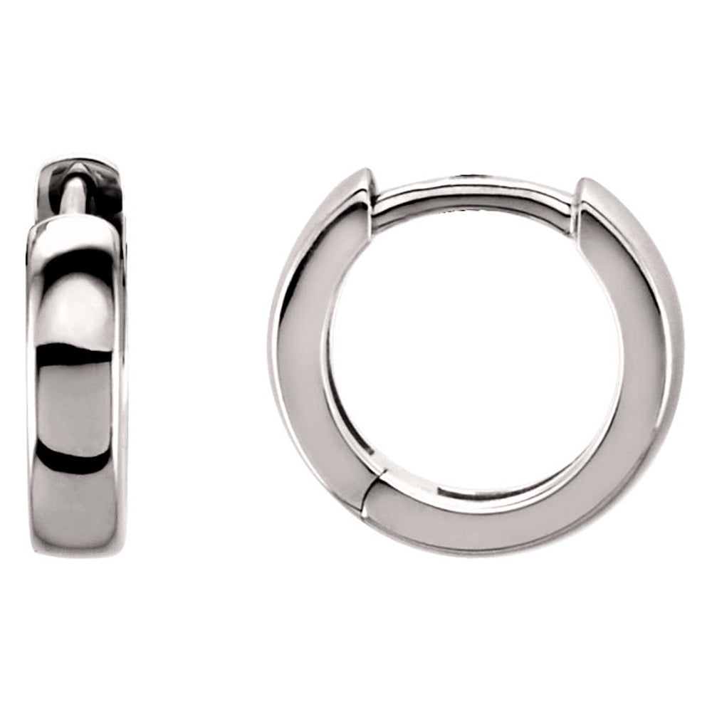 Alternate view of the 3 x 11.5mm (1/8 x 7/16 Inch) 14k White Gold Hinged Round Hoop Earrings by The Black Bow Jewelry Co.