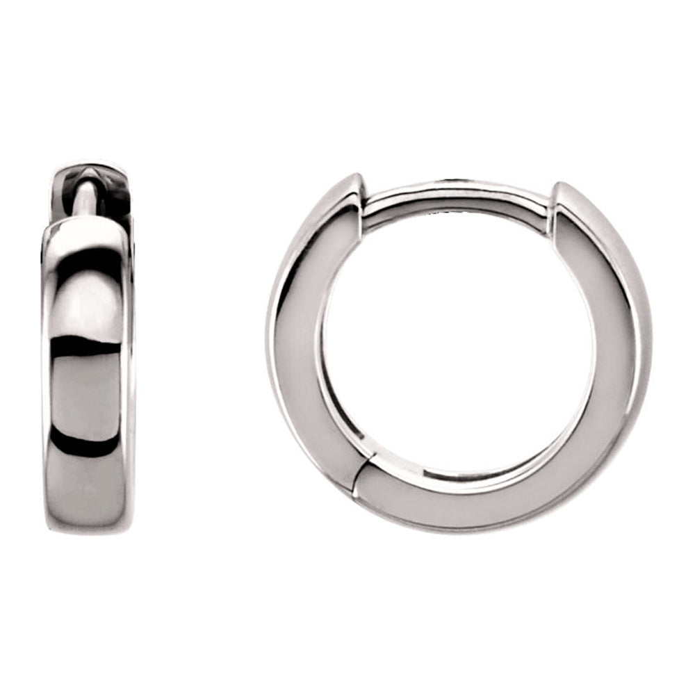 Alternate view of the 3 x 17.5mm (1/8 x 5/8 Inch) Platinum Hinged Round Hoop Earrings by The Black Bow Jewelry Co.