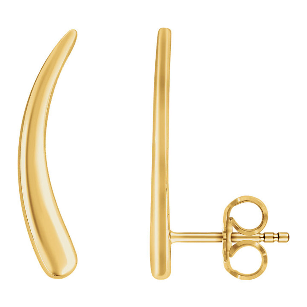 2mm x 20mm (3/4 Inch) 14k Yellow Gold Curved Ear Climbers, Item E16741 by The Black Bow Jewelry Co.