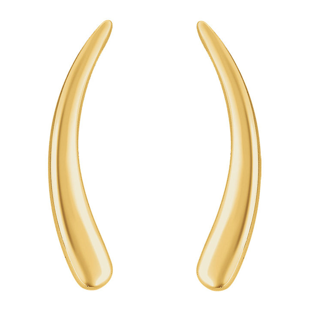 Alternate view of the 2mm x 20mm (3/4 Inch) 14k Yellow Gold Curved Ear Climbers by The Black Bow Jewelry Co.