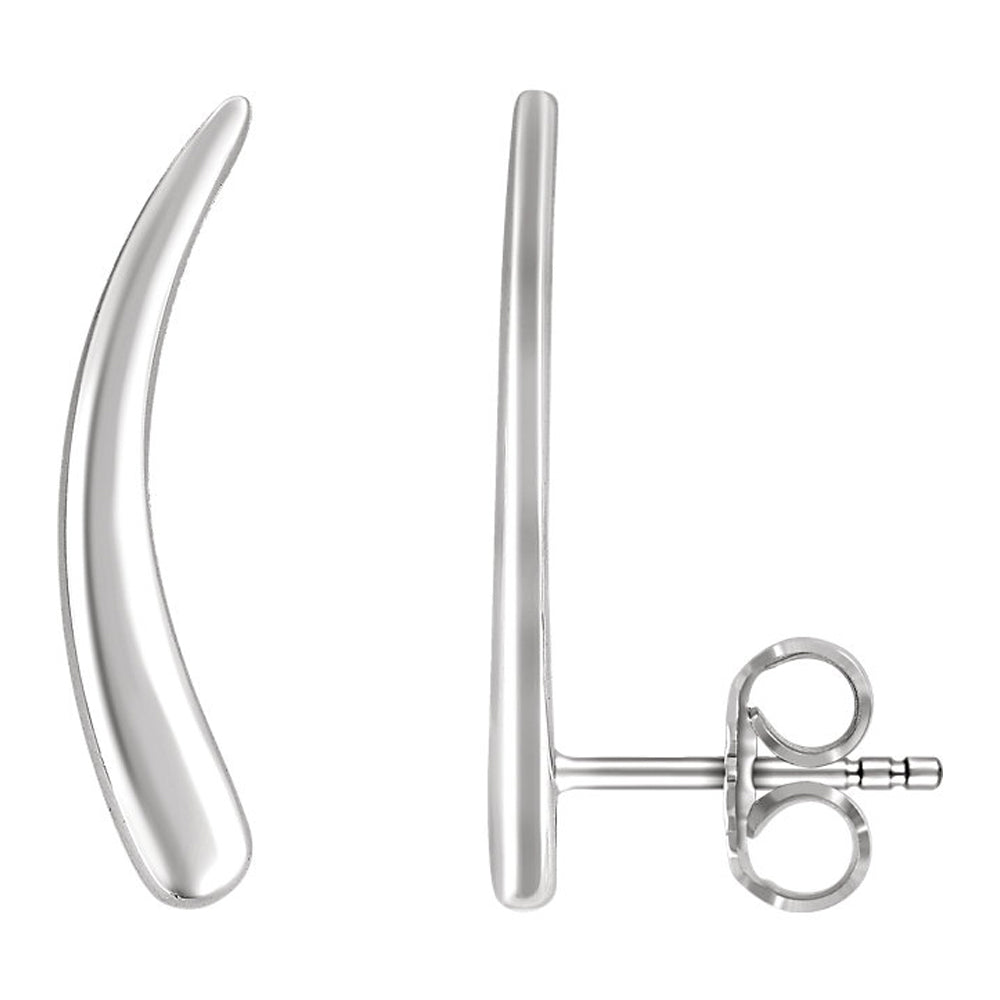 2mm x 20mm (3/4 Inch) 14k White Gold Curved Ear Climbers, Item E16742 by The Black Bow Jewelry Co.