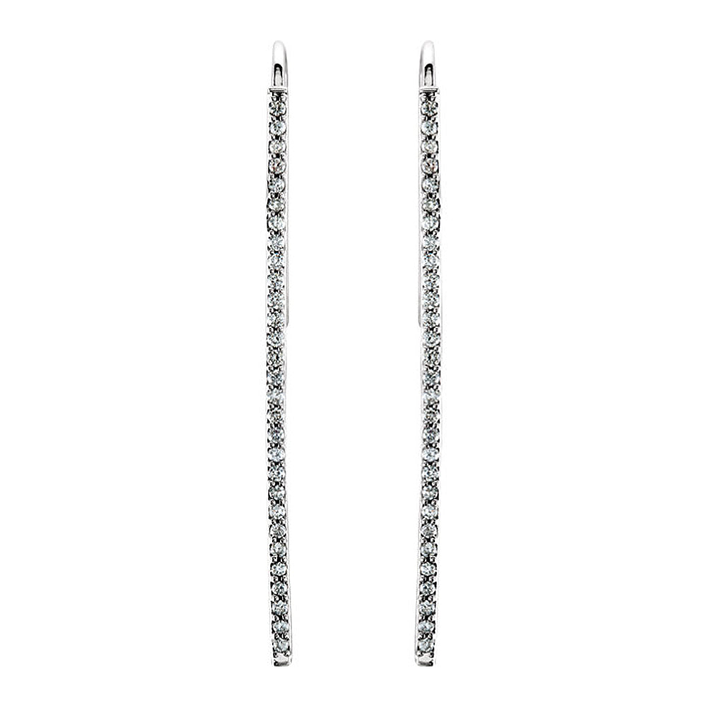 Alternate view of the 36mm 14k White Gold 1/4 CTW (H-I, I1) Diamond Vertical Bar Earrings by The Black Bow Jewelry Co.