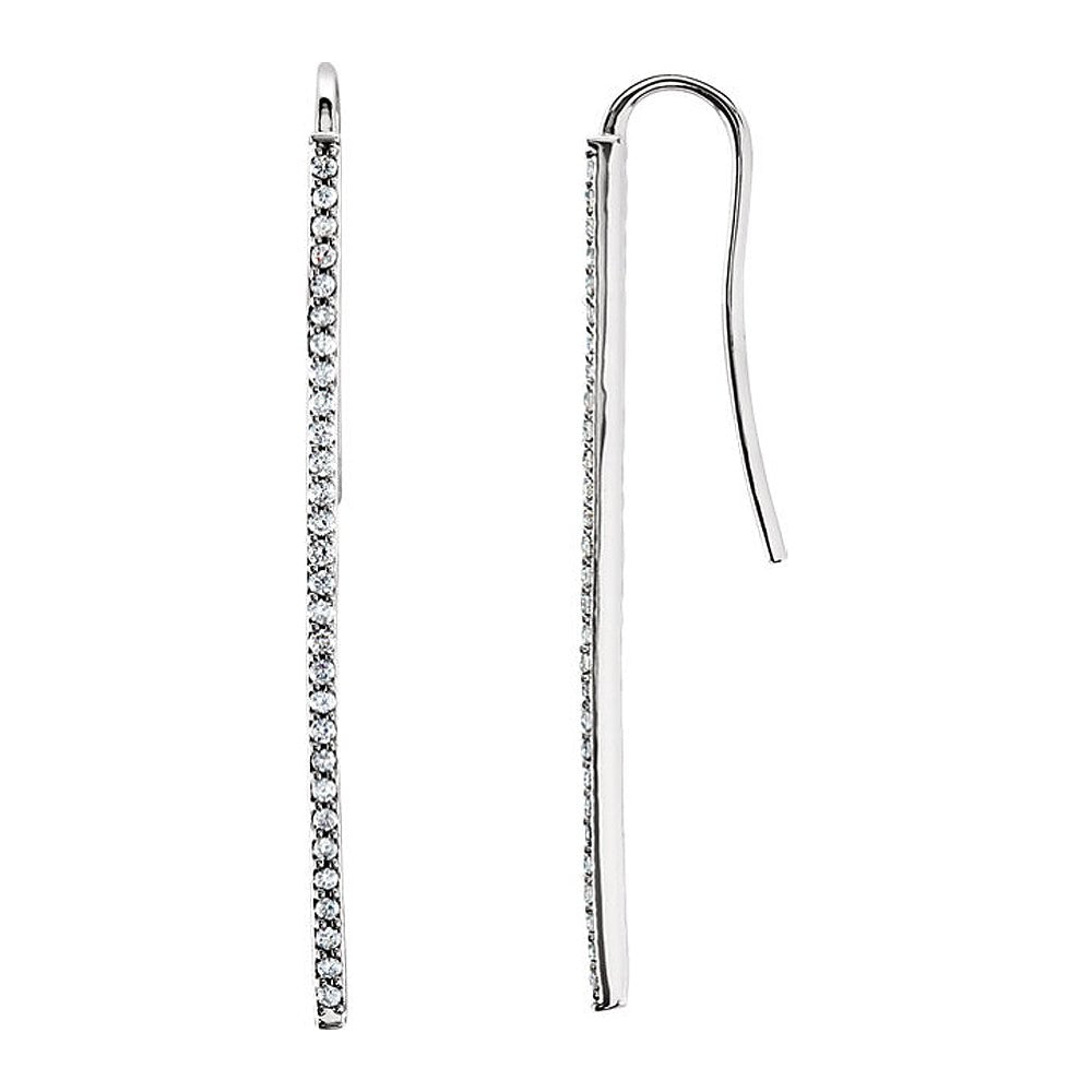 1.8 x 36mm Platinum 1/4 CTW (G-H, I2-I3) Diamond Vertical Bar Earrings, Item E16747 by The Black Bow Jewelry Co.