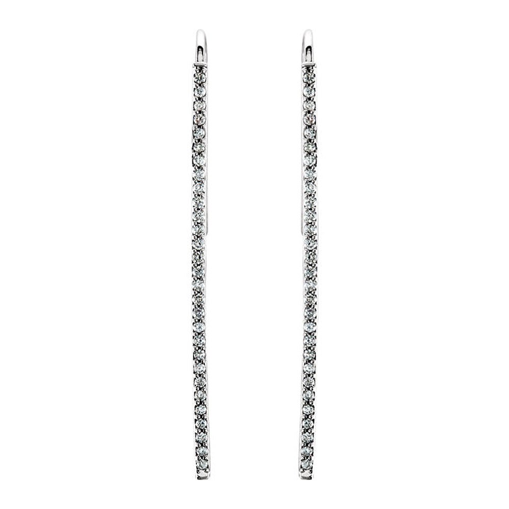 Alternate view of the 1.8 x 36mm Platinum 1/4 CTW (G-H, I2-I3) Diamond Vertical Bar Earrings by The Black Bow Jewelry Co.