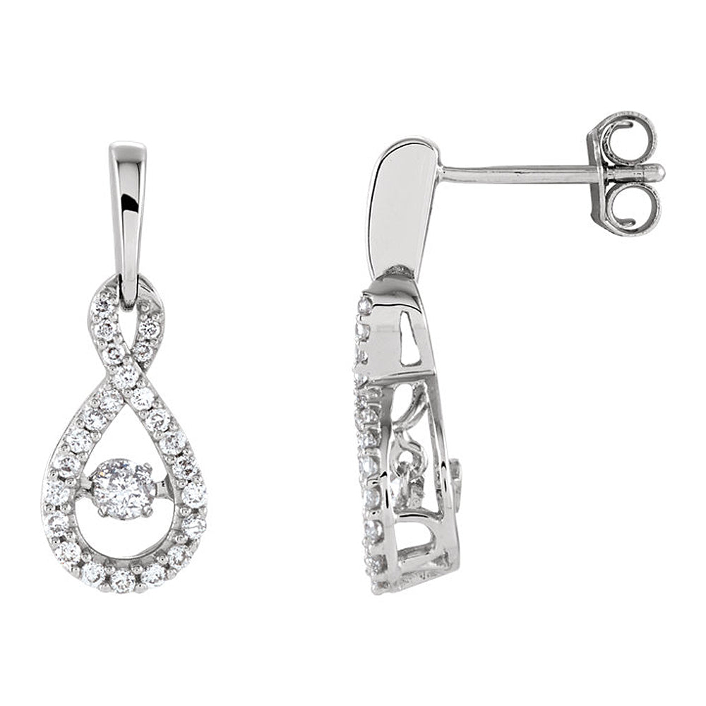 8 x 22mm 14k White Gold 3/8 CTW Diamond Infinity Earrings (H-I, I2), Item E16748 by The Black Bow Jewelry Co.