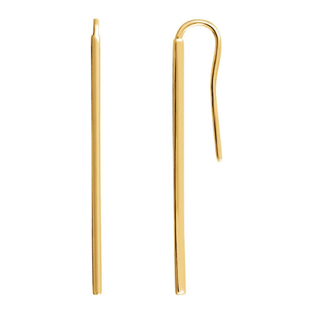 1.3 x 39mm (1 1/2 Inch) 14k Yellow Gold Narrow Vertical Bar Earrings, Item E16759 by The Black Bow Jewelry Co.