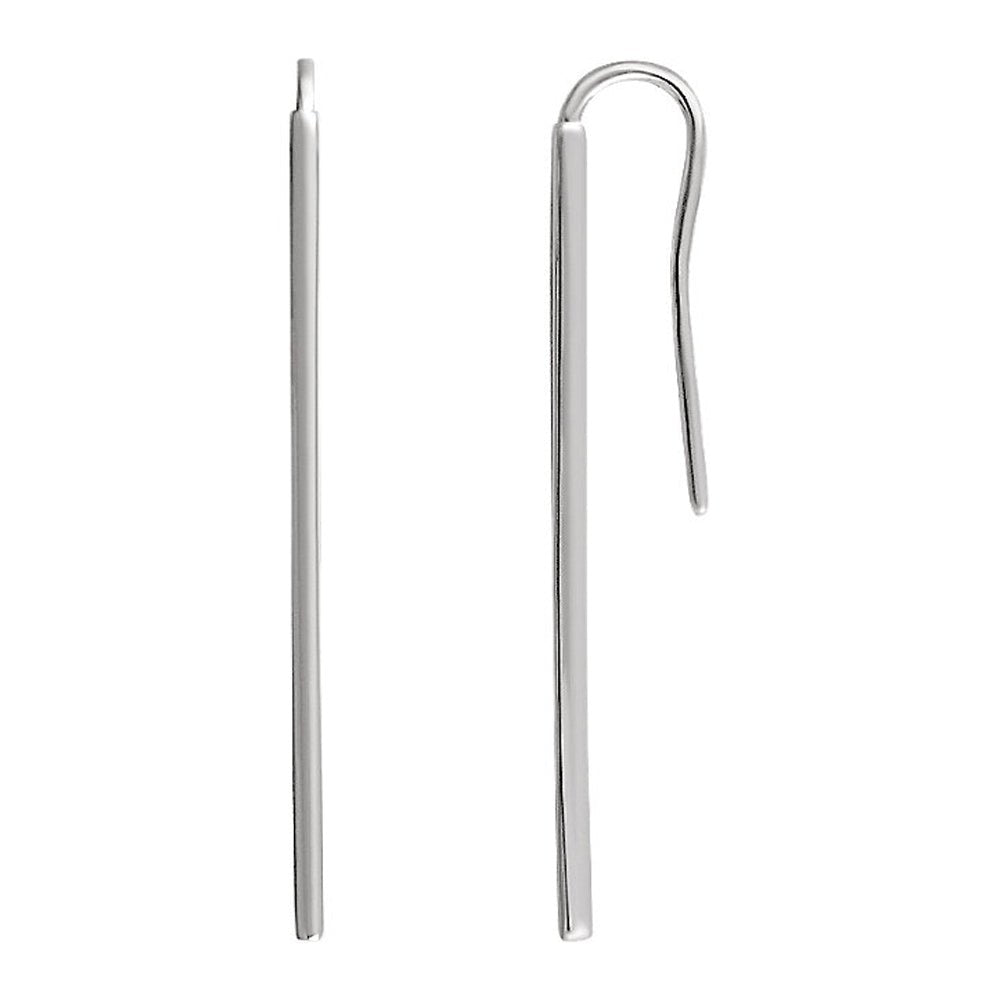 1.3 x 39mm (1 1/2 Inch) 14k White Gold Narrow Vertical Bar Earrings, Item E16760 by The Black Bow Jewelry Co.