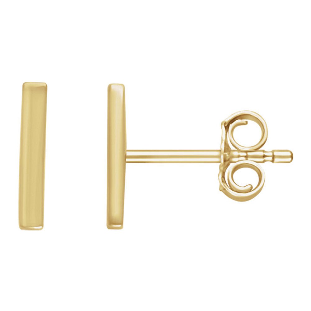 1.8 x 8.7mm (3/8 Inch) 14k Yellow Gold Small Vertical Bar Earrings, Item E16762 by The Black Bow Jewelry Co.