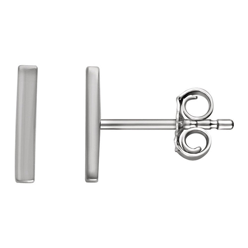 1.8 x 8.7mm (3/8 Inch) 14k White Gold Small Vertical Bar Earrings, Item E16763 by The Black Bow Jewelry Co.