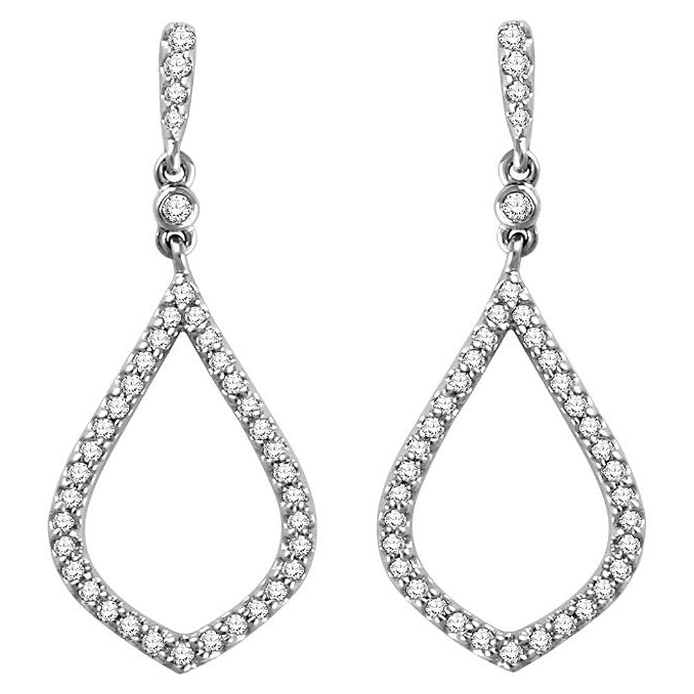 Alternate view of the 10 x 25mm 14k White Gold 1/4 CTW (H-I, I1) Diamond Geometric Earrings by The Black Bow Jewelry Co.
