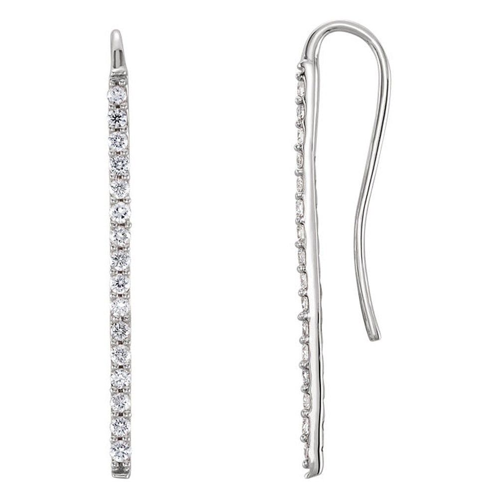 1.3 x 23mm 14k White Gold 1/3 CTW (H-I, I1) Diamond Bar Earrings, Item E16781 by The Black Bow Jewelry Co.