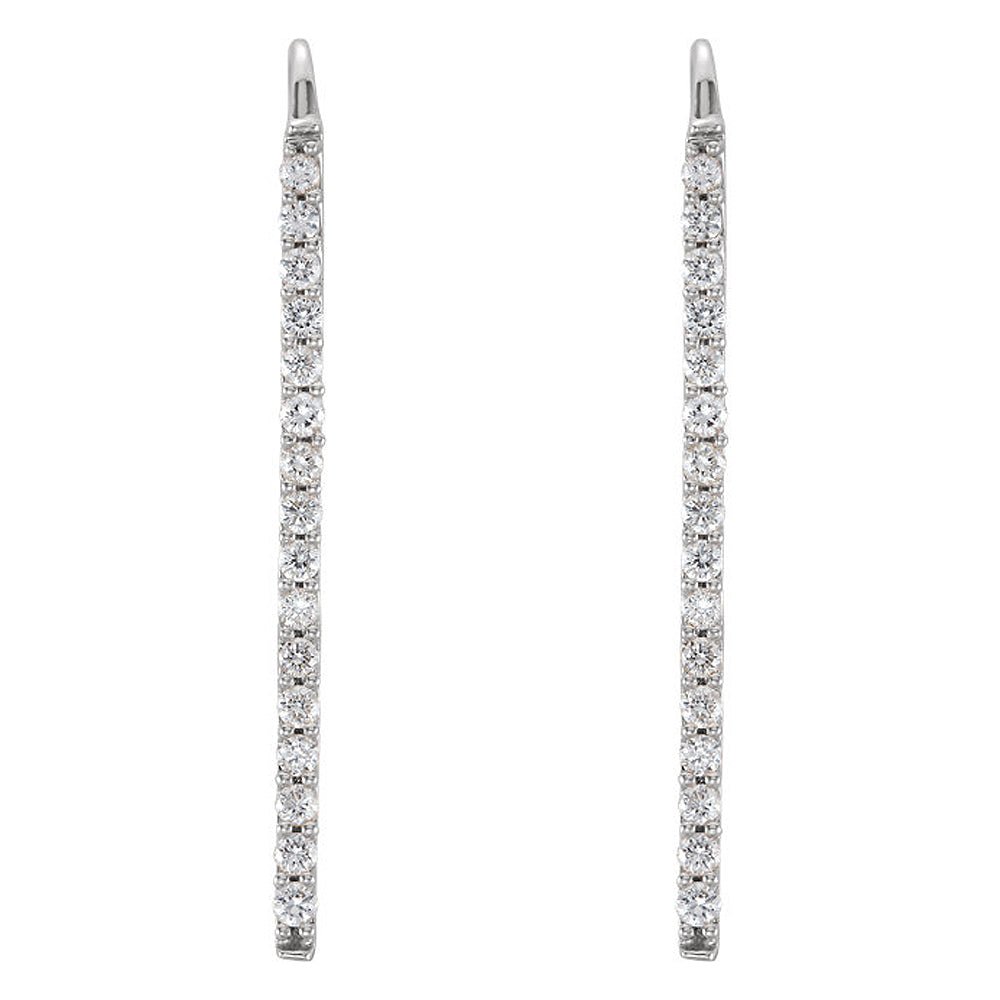 Alternate view of the 1.3 x 23mm 14k White Gold 1/3 CTW (H-I, I1) Diamond Bar Earrings by The Black Bow Jewelry Co.