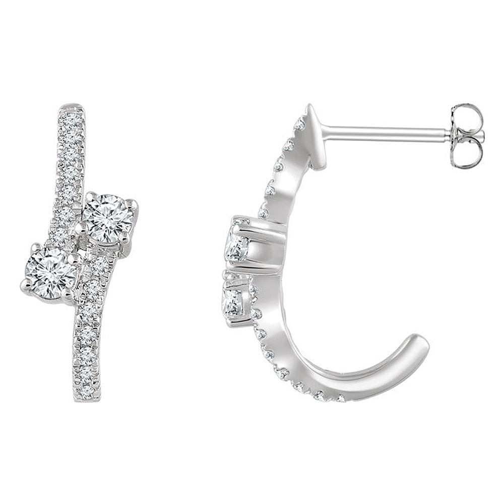 7 x 19mm 14k White Gold 5/8 CTW (H-I, I1) Diamond Two-Stone Earrings, Item E16787 by The Black Bow Jewelry Co.