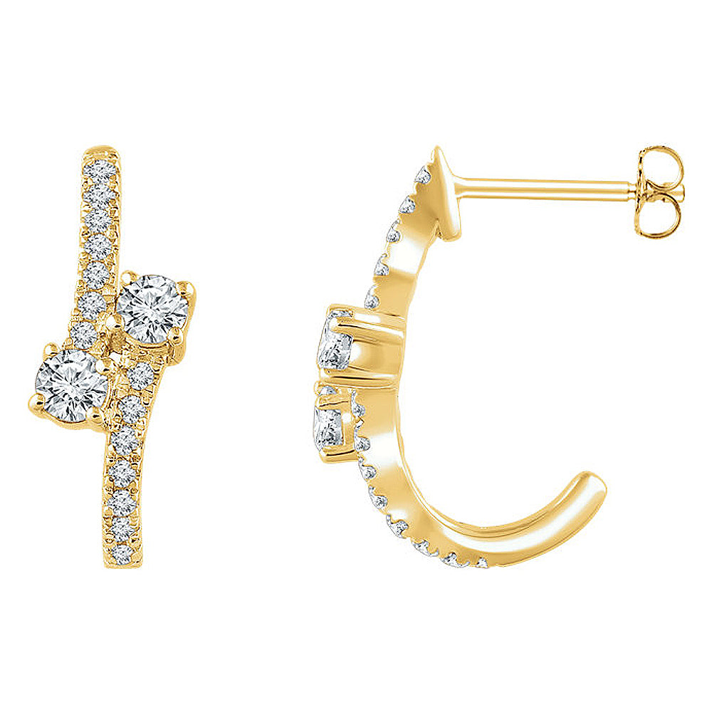 7 x 19mm 14k Yellow Gold 5/8 CTW (H-I, I1) Diamond Two-Stone Earrings, Item E16788 by The Black Bow Jewelry Co.