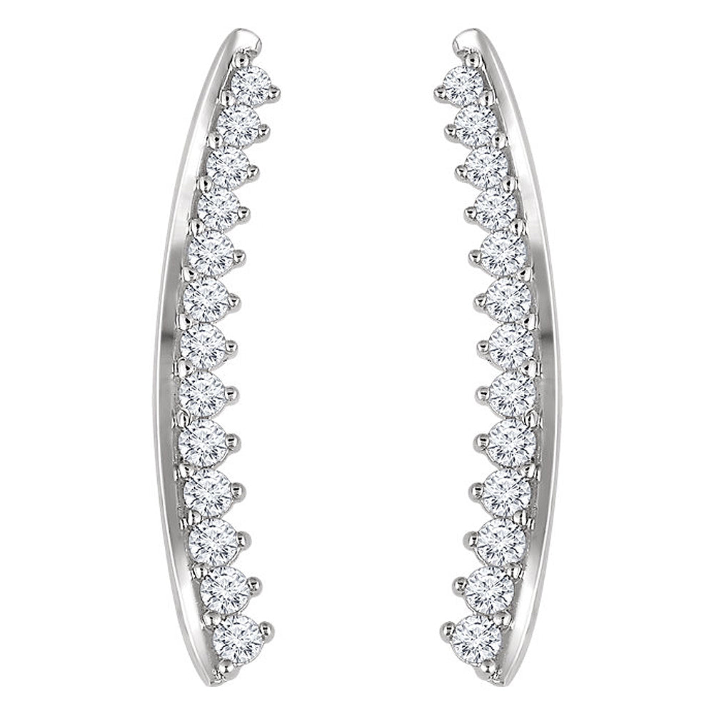 Alternate view of the 2.7mm x 21mm 14k White Gold 1/3 CTW (H-I, I1) Diamond Ear Climbers by The Black Bow Jewelry Co.
