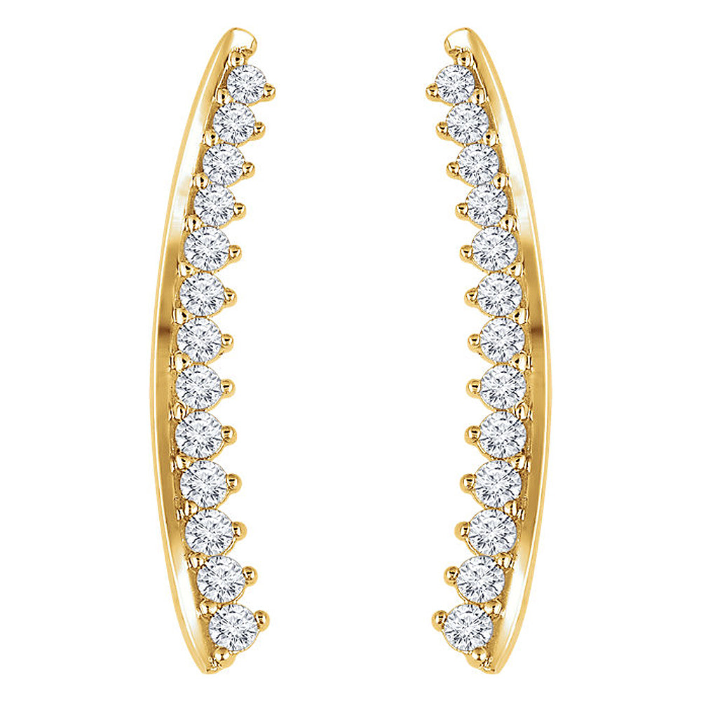 Alternate view of the 2.7mm x 21mm 14k Yellow Gold 1/3 CTW (H-I, I1) Diamond Ear Climbers by The Black Bow Jewelry Co.